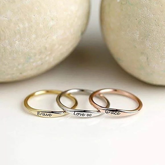 Custom Engraved stackable rings - Picture 5 of 5